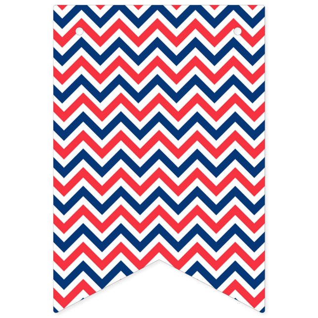 Red Blue White Zig Zag Lines Geometric Baseball Bunting Flags (First Flag)