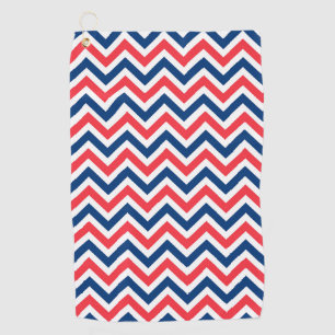 Red Blue White Zig Zag Lines Geometric Baseball Golf Towel