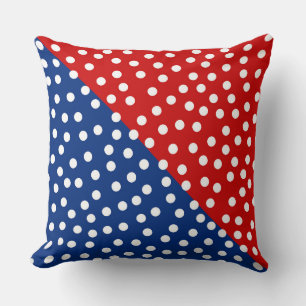 RED & BLUE WITH WHITE POLKA DOTS THROW PILLOW