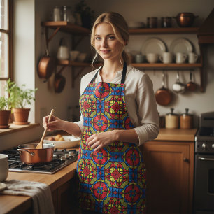 Red Blue Yellow African Tribal Pattern Apron