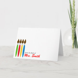 Red, Blue, Yellow, And Green Paint Brushes Card