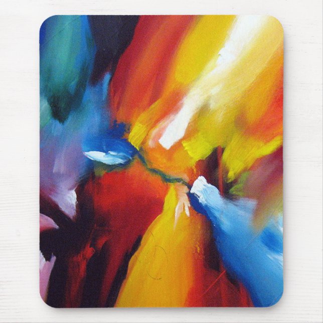 Red Blue Yellow Green Expressionist Abstract Art Mouse Pad (Front)