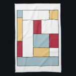 Red Blue Yellow Mid Century Retro Colour Blocks Kitchen Towel<br><div class="desc">This fabulous mid-century modern kitchen towel features rectangular colour blocks in blue,  red,  yellow,  white,  and black. Add a pop of fun to your kitchen!</div>
