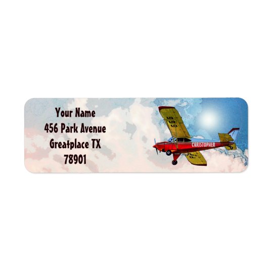 Red Blue Yellow Personal Aircraft With Your Name Return Address Label