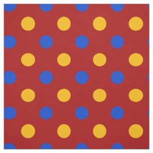 Red Blue Yellow Polka Dots Design  Fabric