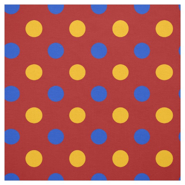 Red Blue Yellow Polka Dots Design  Fabric (Swatch)