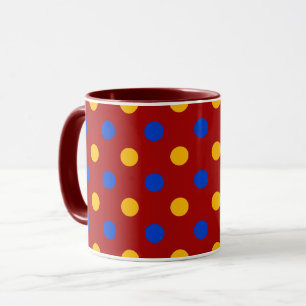 Red Blue Yellow Polka Dots Design Mug
