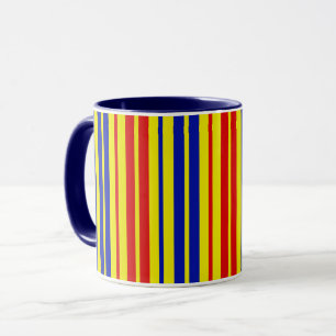 Red Blue Yellow Stripes Pattern Design  Mug