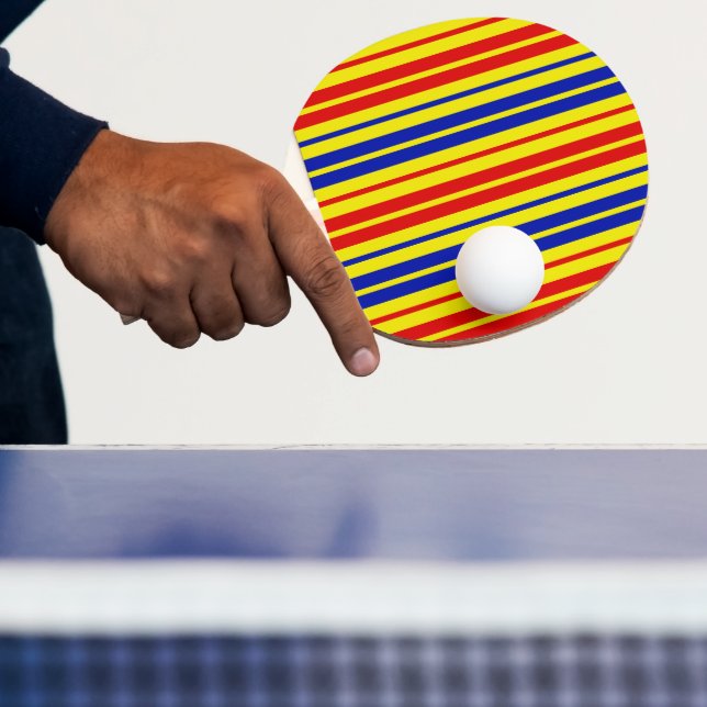 Red Blue Yellow Stripes Pattern Design  Ping Pong Paddle (Insitu)