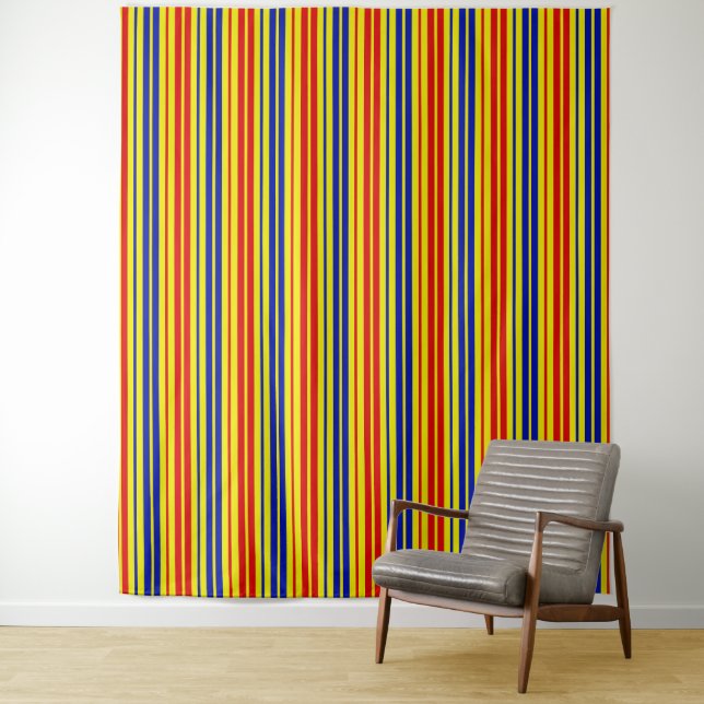 Red Blue Yellow Stripes Pattern Design  Tapestry (In Situ)