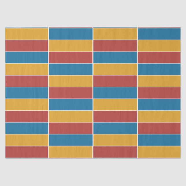 Red Blue Yellow Stripes Tissue Paper (Front)