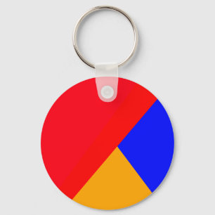 Red Blue yellow triangle abstract geometric Keychain