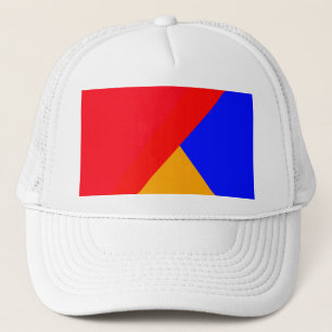 Red Blue yellow triangle abstract geometric Trucker Hat