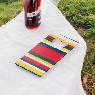Red Blue Yellow Uniform Stripes Credit Card Bottle Opener