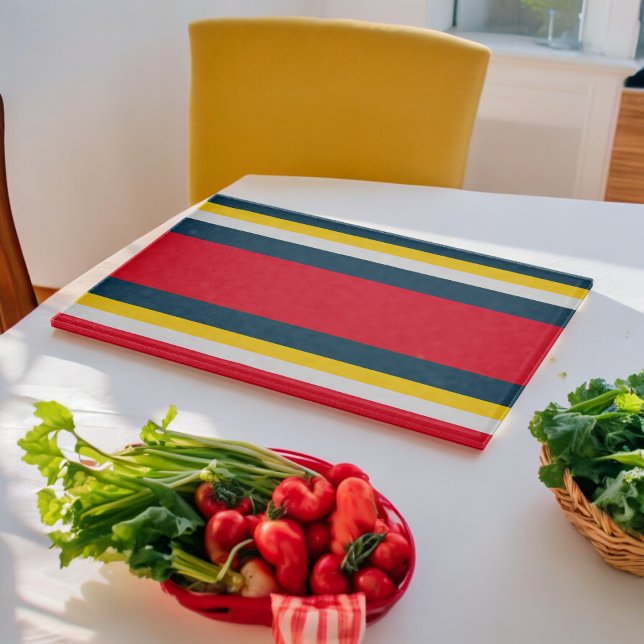 Red Blue Yellow Uniform Stripes Cutting Board (Chopping Board)
