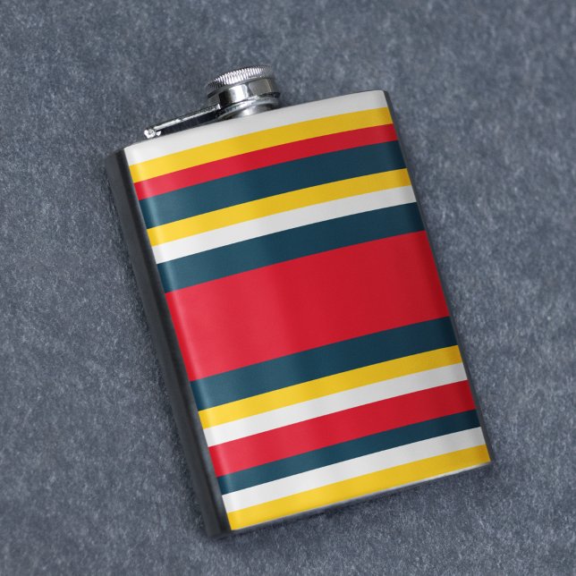 Red Blue Yellow Uniform Stripes Hip Flask (flask)