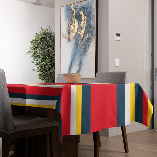 Red Blue Yellow Uniform Stripes Tablecloth (table cloth)