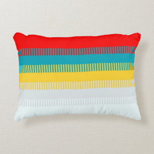 Red Blue Yellow White Grey Abstract Unique Pattern Decorative Pillow