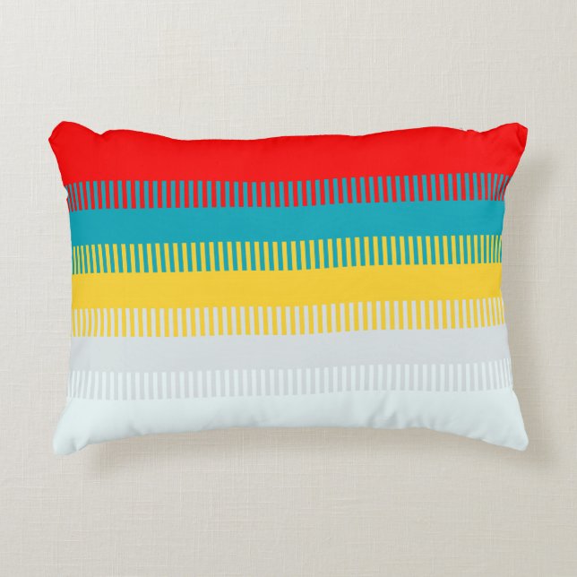 Red Blue Yellow White Grey Abstract Unique Pattern Decorative Pillow (Front)