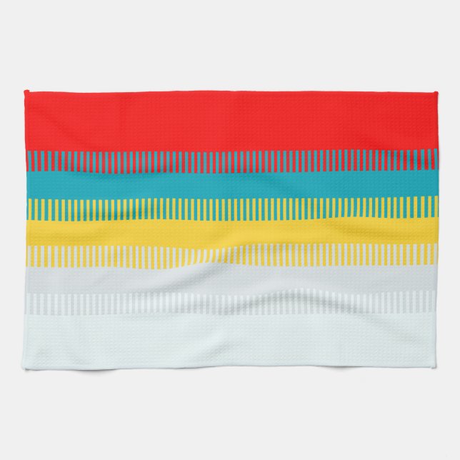 Red Blue Yellow White Grey Abstract Unique Pattern Kitchen Towel (Horizontal)
