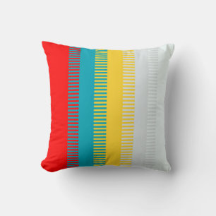 Red Blue Yellow White Grey Abstract Unique Pattern Throw Pillow