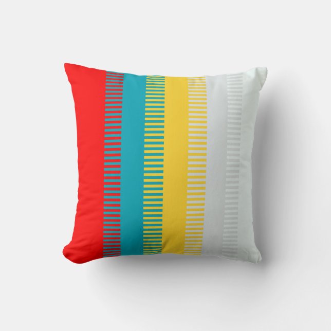 Red Blue Yellow White Grey Abstract Unique Pattern Throw Pillow (Front)