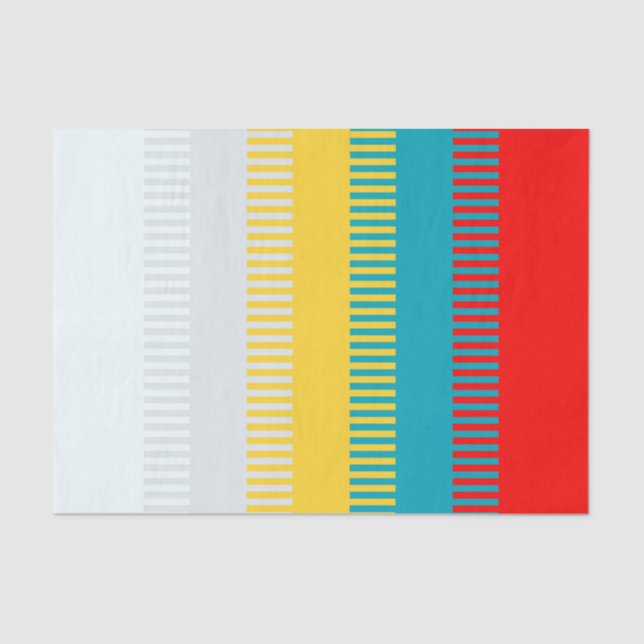 Red Blue Yellow White Grey Chic Unique Pattern Tissue Paper (Front)