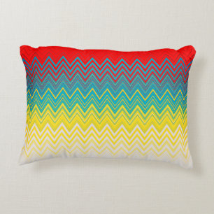 Red Blue Yellow White Zigzag Accent Pillow