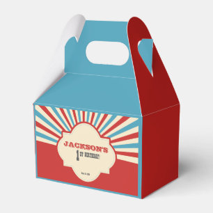 Red BlueYellow Circus Rays first birthday party Favor Box