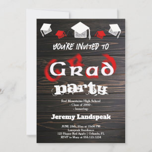 Red Blurry Text for Graduation House Party Invitation