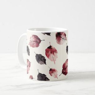Red Blush Black Leaves Coffee Mug