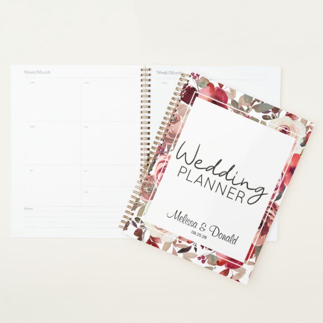 Red Blush Floral Roses Wedding Planner (Display)