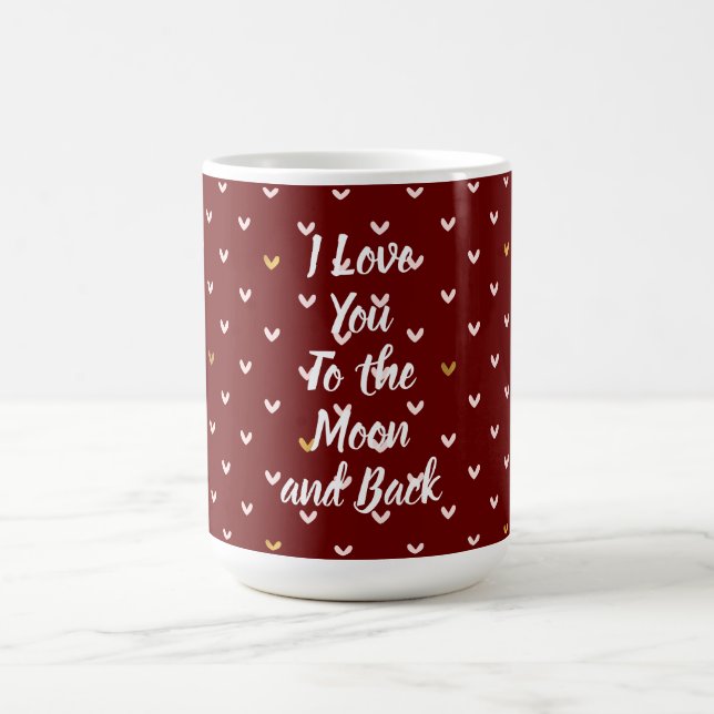 Red Blush Pink Gold Hearts Coffee Mug (Center)