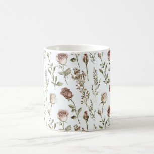 Red Blush Rose Floral Coffee Mug