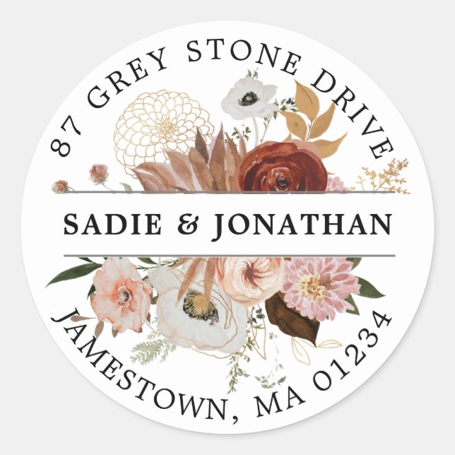 Red Blush Terracotta Floral Return Address Label (Front)