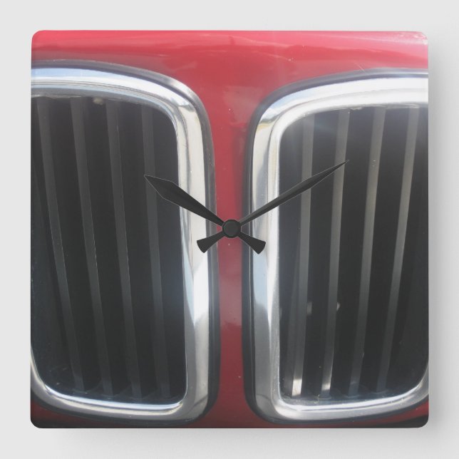 Red BMW Twin Kidneys Grill Square Wall Clock (Front)