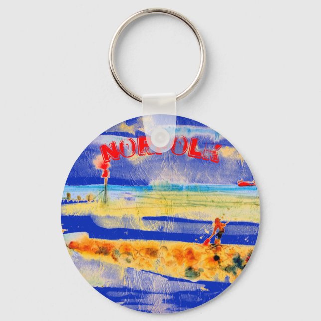Red Boat in Mundesley, Norfolk Keychain (Front)