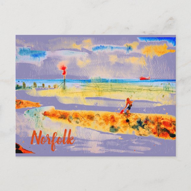 Red Boat on beach in Mundesley, Norfolk Postcard (Front)