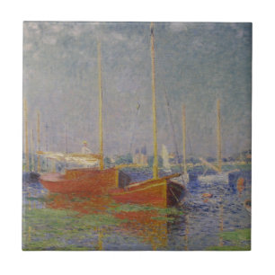 Red Boats at Argenteuil by Claude Monet Tile