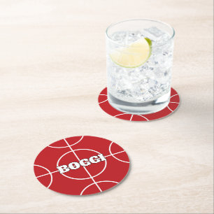 Red Bocci Ball custom paper drink coasters