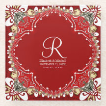 Red Bohemian Batik Monogram Wedding