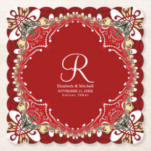 Red Bohemian Batik Monogram Wedding