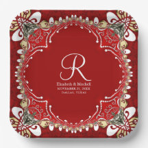 Red Bohemian Batik Monogram Wedding