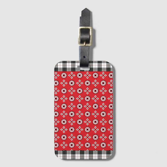 Red Boho Bandana Print  Luggage Tag (Front Vertical)