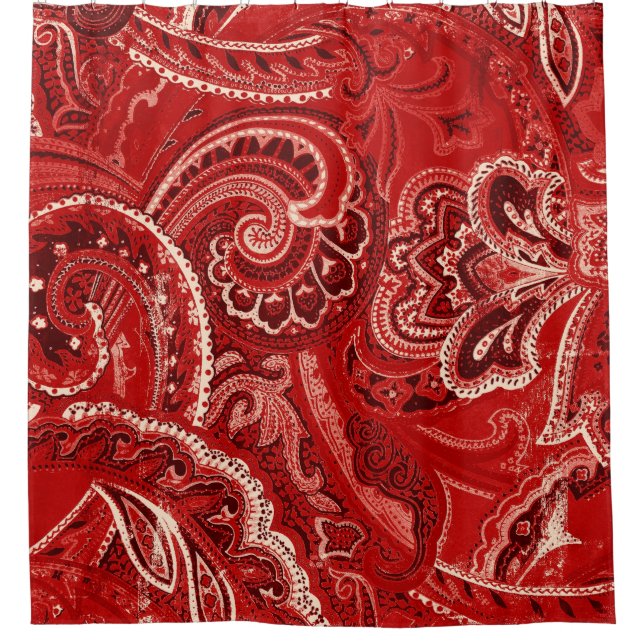 Red Boho Chic Retro Hippy Paisley Bandanna (Front)