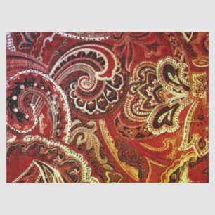 Red Boho Chic Retro Hippy Paisley Bandanna Tissue Paper