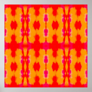 Red Boho fashion. Persian Carpet. Watercolor Layer Poster