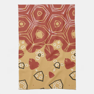 Red Boho Geometric Abstract 2 Kitchen Towel