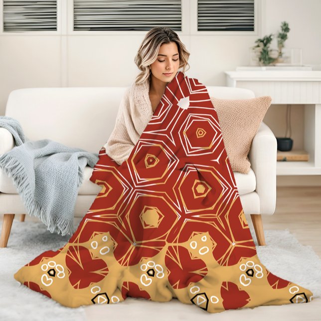 Red Boho Geometric Abstract 2 Sherpa Blanket (Creator Uploaded)
