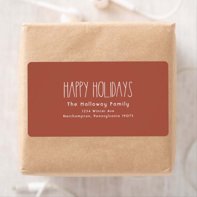 Red Boho Happy Holidays Return Adresse Package (En situation)